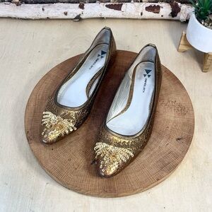 Dani Black Gold Embellished Sequin Flats - Metallic Bronze - Women’s 7